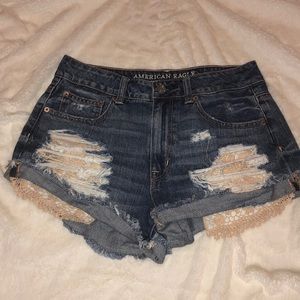 American Eagle Distressed Blue Jean Shorts